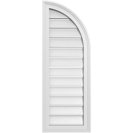 Ekena Millwork Quarter Round Top Right Surface Mount PVC Gable Vent w/ 2"W x 1-1/2"P Brickmould Frame, 14"W x 38"H GVPQR14X3802SF